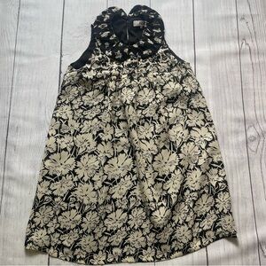 Tibi Black & Ivory Silk Ruffle Collar Dress Size 4